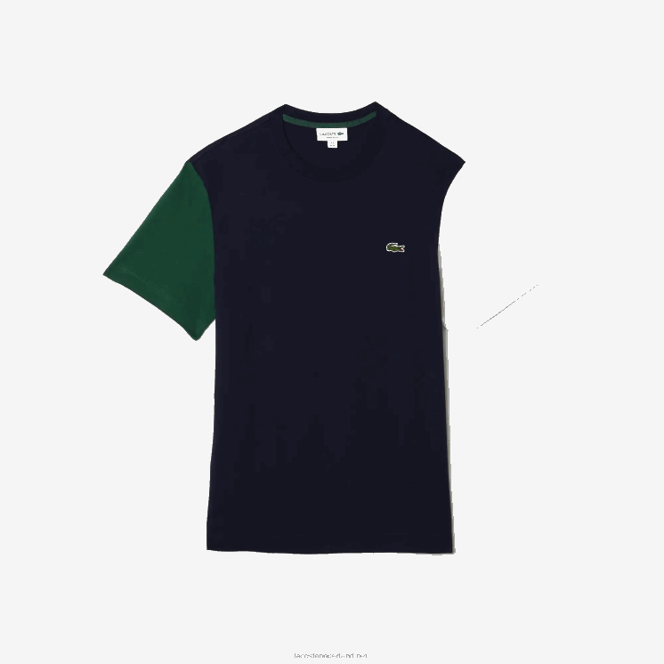Lacoste Regular-fit T-shirt van katoenen jersey met kleurvlakken 0828H814 marineblauw groen wit yun Heren