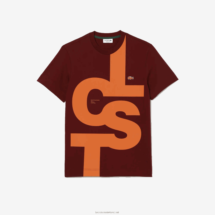 Lacoste Regular fit katoenen T-shirt met contrasterende letters 0828H566 bordeaux zs1 Heren