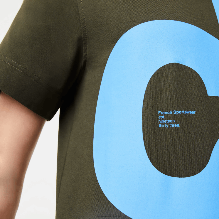 Lacoste Regular fit katoenen T-shirt met contrasterende letters 0828H567 kaki groen s7t Heren