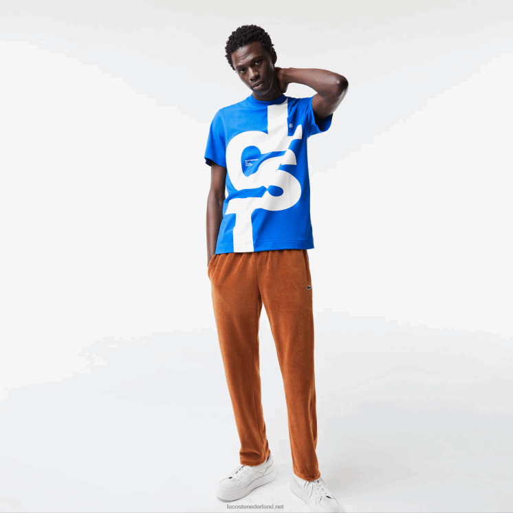 Lacoste Regular fit katoenen T-shirt met contrasterende letters 0828H568 blauw k1q Heren
