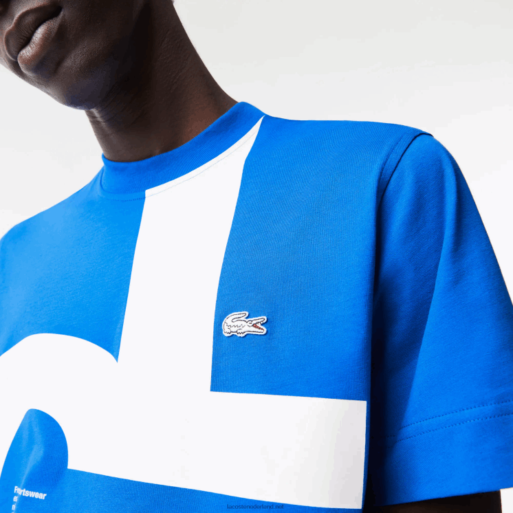 Lacoste Regular fit katoenen T-shirt met contrasterende letters 0828H568 blauw k1q Heren