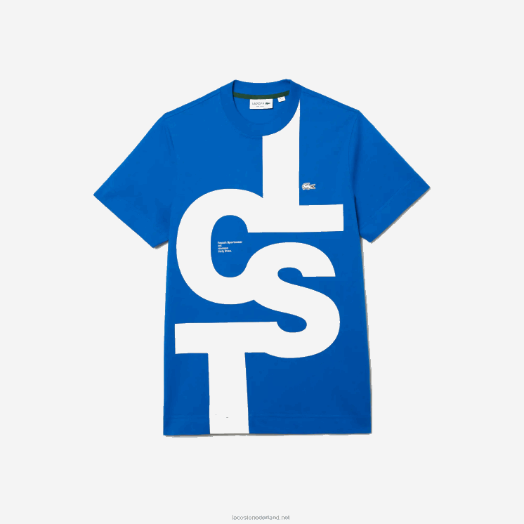 Lacoste Regular fit katoenen T-shirt met contrasterende letters 0828H568 blauw k1q Heren