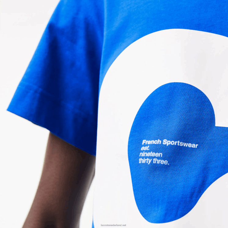 Lacoste Regular fit katoenen T-shirt met contrasterende letters 0828H568 blauw k1q Heren