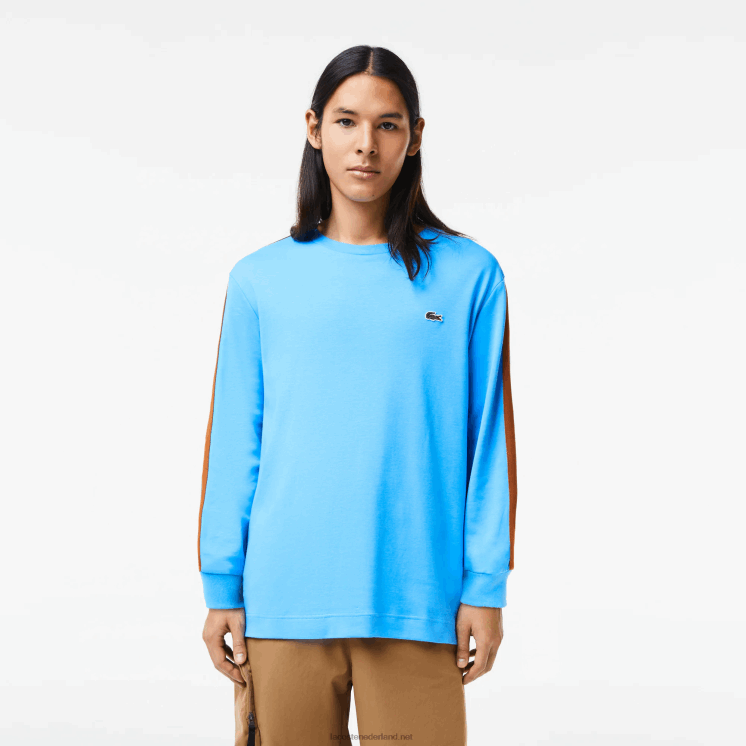 Lacoste T-shirt met contrasterende band 0828H817 blauw 4xa Heren