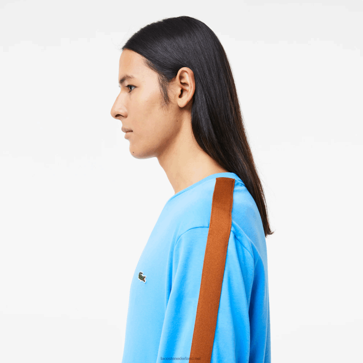 Lacoste T-shirt met contrasterende band 0828H817 blauw 4xa Heren