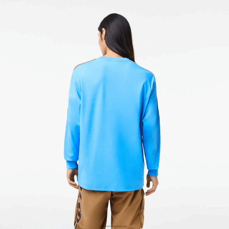 Lacoste T-shirt met contrasterende band 0828H817 blauw 4xa Heren