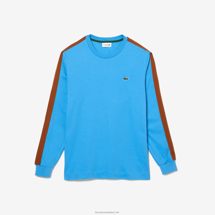 Lacoste T-shirt met contrasterende band 0828H817 blauw 4xa Heren