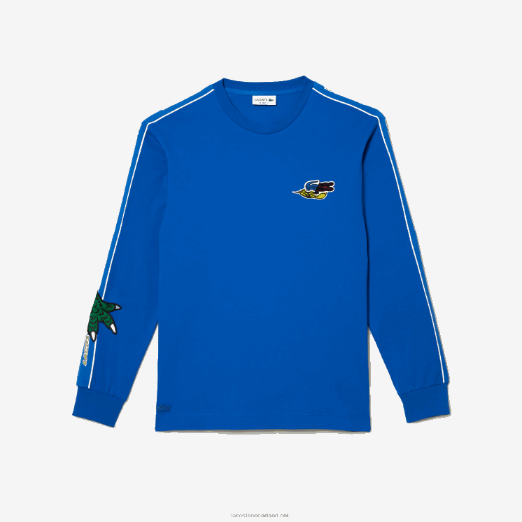 Lacoste T-shirt met merkband 0828H722 blauw k1q Heren