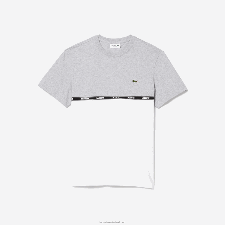 Lacoste T-shirt met merknaam 0828H831 grijs chine wit mtg Heren