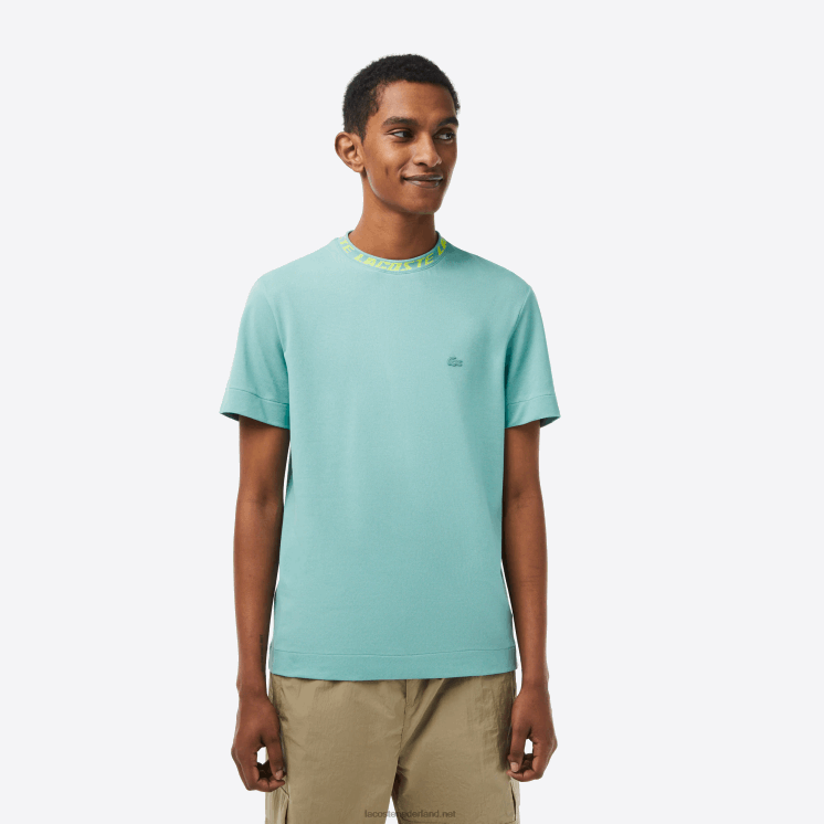 Lacoste T-shirt met normale pasvorm en merkkraag 0828H208 groen 3a4 Heren