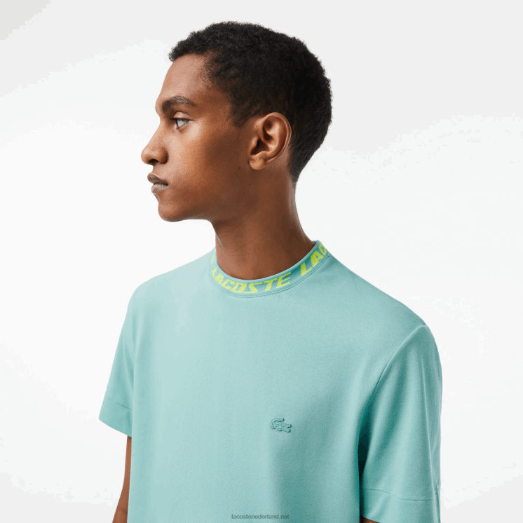 Lacoste T-shirt met normale pasvorm en merkkraag 0828H208 groen 3a4 Heren