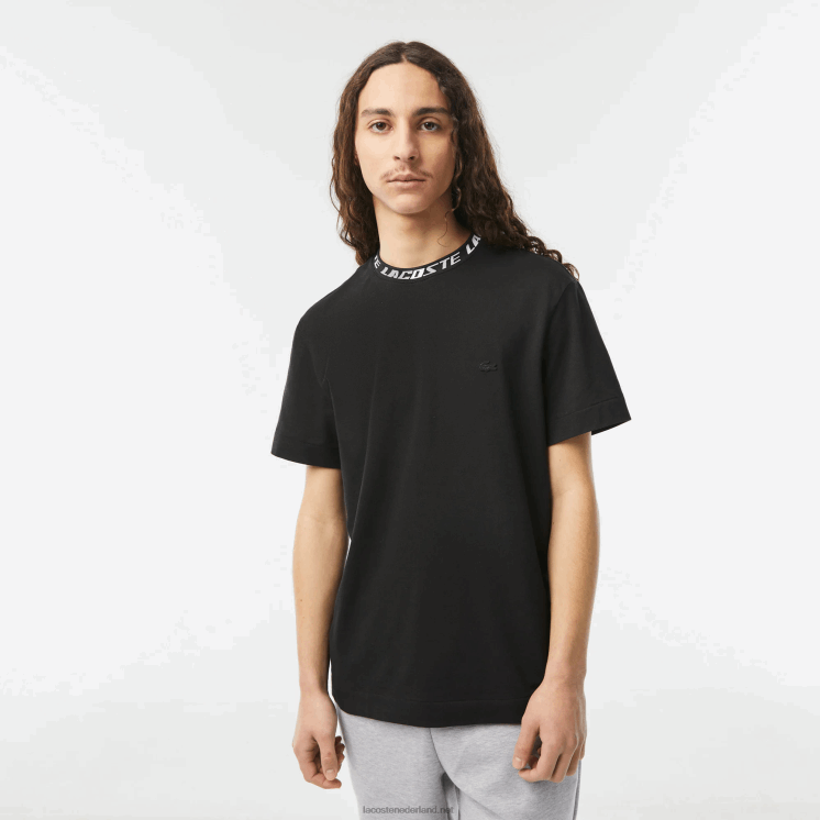 Lacoste T-shirt met normale pasvorm en merkkraag 0828H209 zwart 031 Heren
