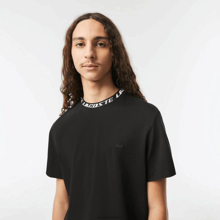 Lacoste T-shirt met normale pasvorm en merkkraag 0828H209 zwart 031 Heren