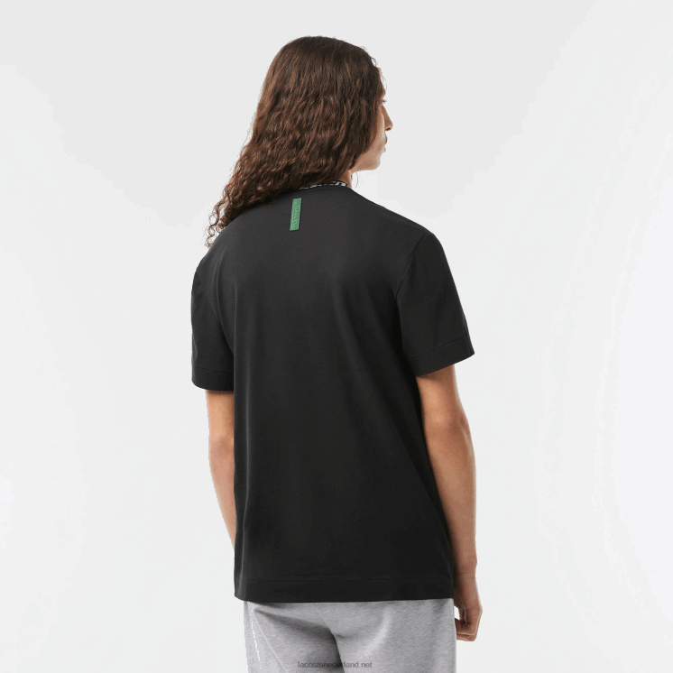 Lacoste T-shirt met normale pasvorm en merkkraag 0828H209 zwart 031 Heren