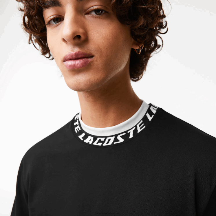 Lacoste T-shirt met normale pasvorm en merkkraag 0828H209 zwart 031 Heren