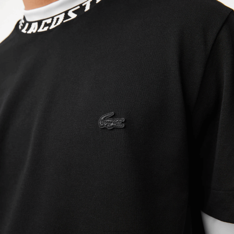 Lacoste T-shirt met normale pasvorm en merkkraag 0828H209 zwart 031 Heren
