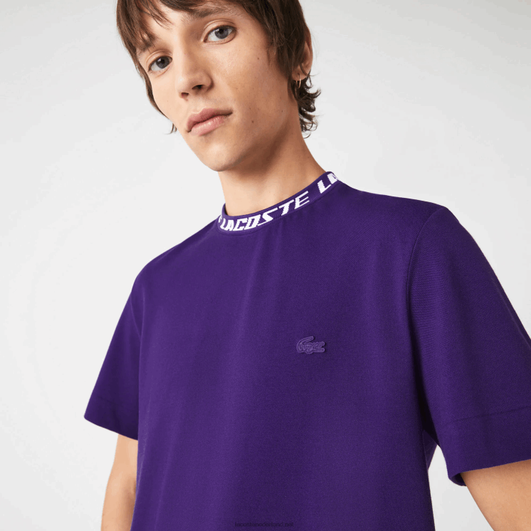 Lacoste T-shirt met normale pasvorm en merkkraag 0828H210 paarse pfn Heren