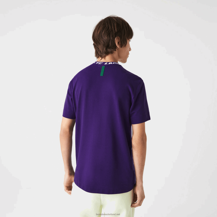 Lacoste T-shirt met normale pasvorm en merkkraag 0828H210 paarse pfn Heren