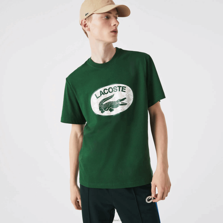 Lacoste T-shirt met normale pasvorm en monogramprint 0828H577 groen 132 Heren