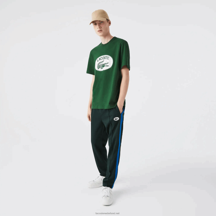 Lacoste T-shirt met normale pasvorm en monogramprint 0828H577 groen 132 Heren
