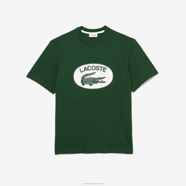 Lacoste T-shirt met normale pasvorm en monogramprint 0828H577 groen 132 Heren