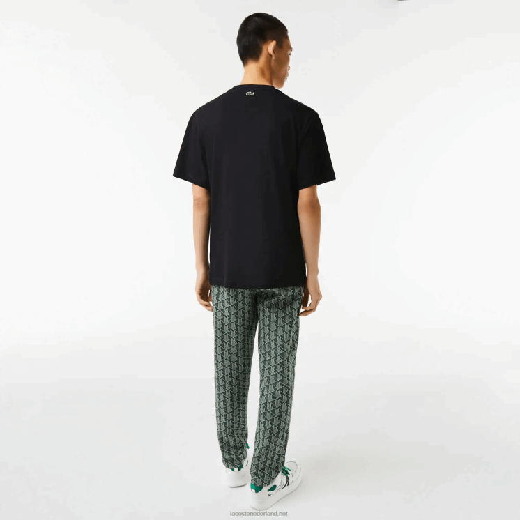 Lacoste T-shirt met normale pasvorm en monogramprint 0828H578 zwart 031 Heren