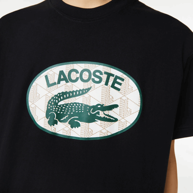 Lacoste T-shirt met normale pasvorm en monogramprint 0828H578 zwart 031 Heren
