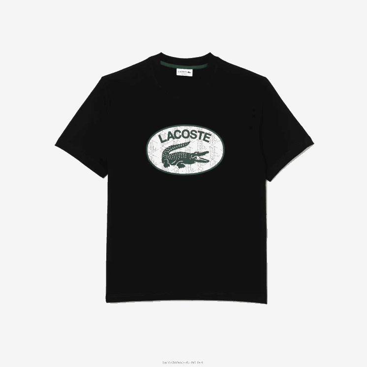 Lacoste T-shirt met normale pasvorm en monogramprint 0828H578 zwart 031 Heren