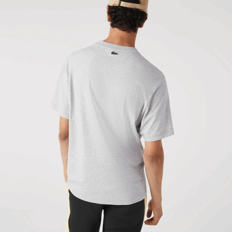 Lacoste T-shirt met normale pasvorm en monogramprint 0828H579 grijze chine ca Heren