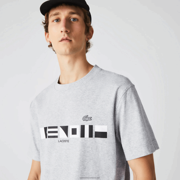 Lacoste T-shirt met relaxte pasvorm 0828H660 grijze chine ca Heren