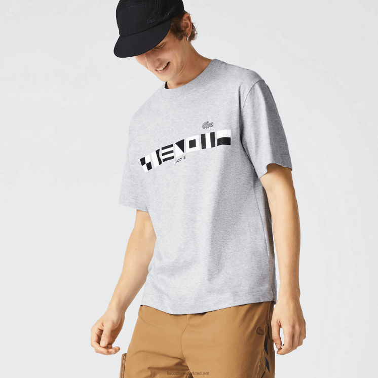 Lacoste T-shirt met relaxte pasvorm 0828H660 grijze chine ca Heren