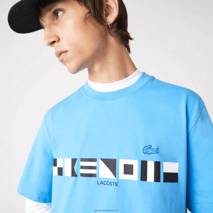 Lacoste T-shirt met relaxte pasvorm 0828H663 blauw 4xa Heren