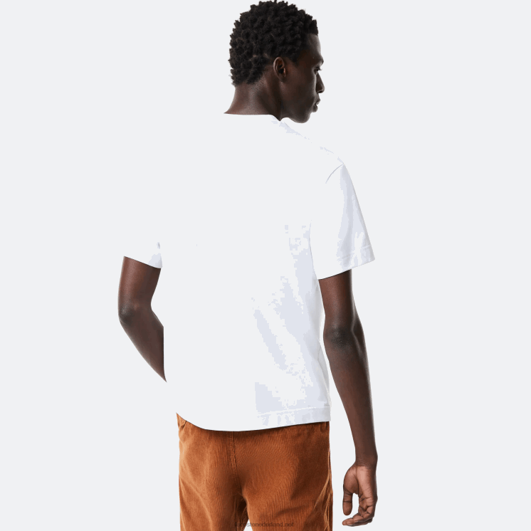Lacoste T-shirt met relaxte pasvorm van krokodillenleer 0828H698 wit 001 Heren