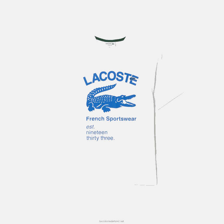 Lacoste T-shirt met relaxte pasvorm van krokodillenleer 0828H698 wit 001 Heren