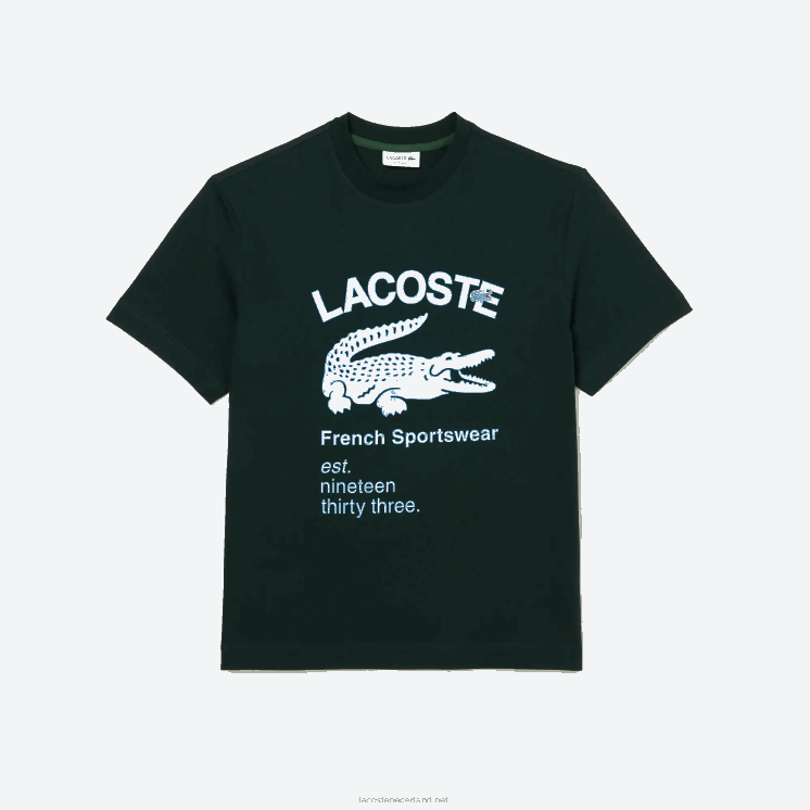 Lacoste T-shirt met relaxte pasvorm van krokodillenleer 0828H699 groen yzp Heren