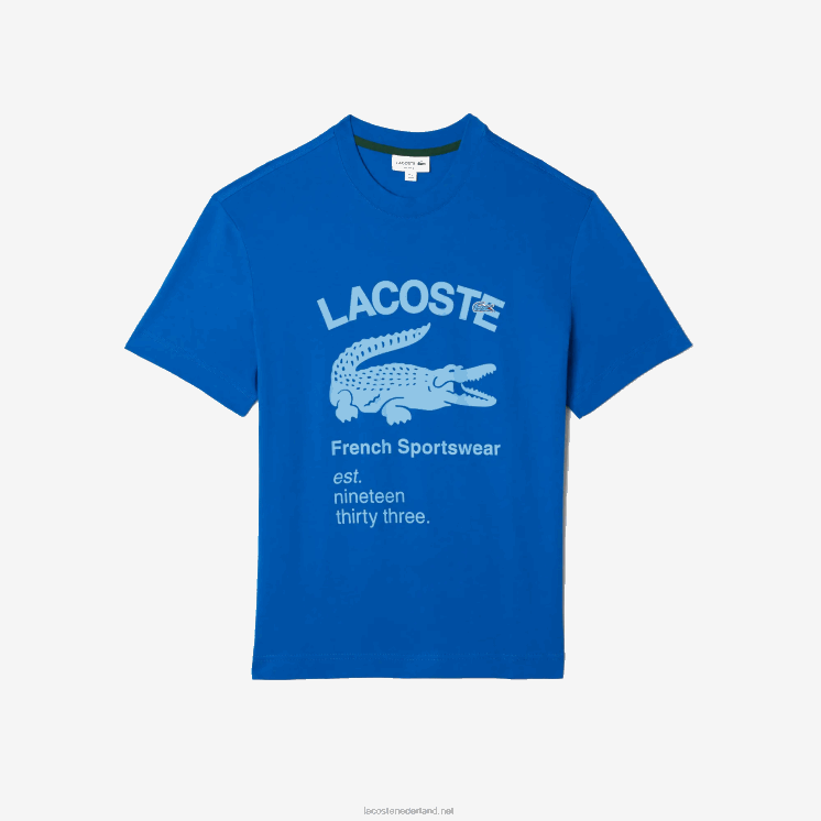 Lacoste T-shirt met relaxte pasvorm van krokodillenleer 0828H700 blauw k1q Heren