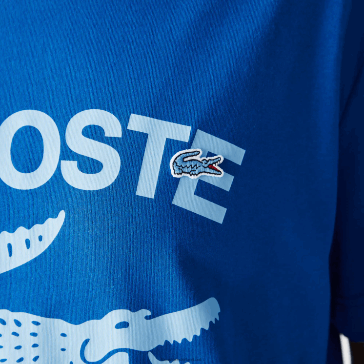 Lacoste T-shirt met relaxte pasvorm van krokodillenleer 0828H700 blauw k1q Heren