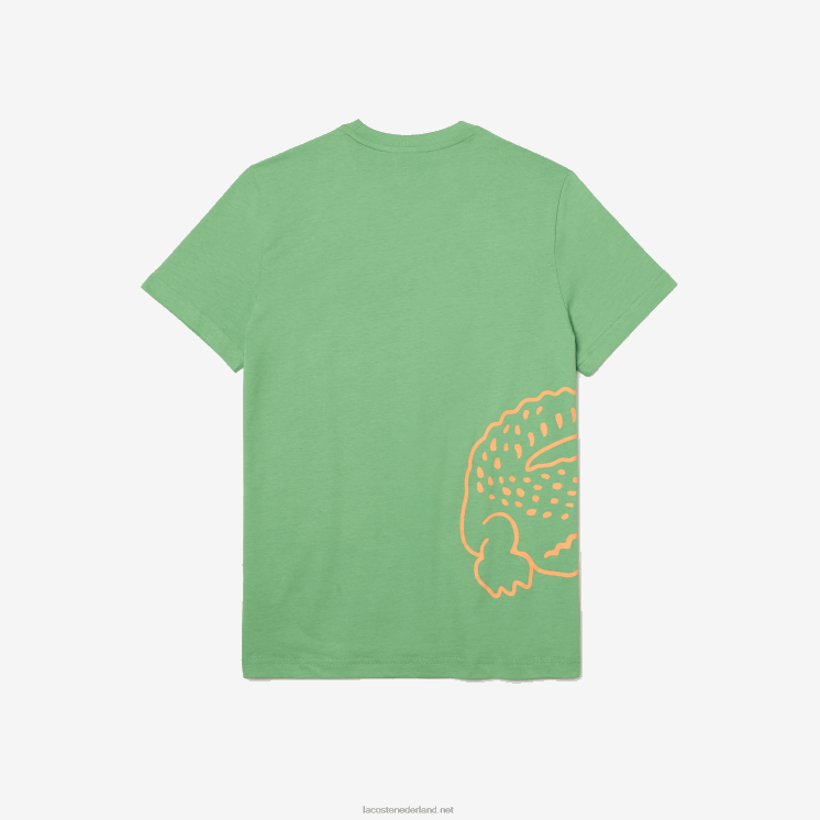 Lacoste T-shirt met ronde hals en krokodillenprint van biologisch katoen 0828H904 groen ttf Heren