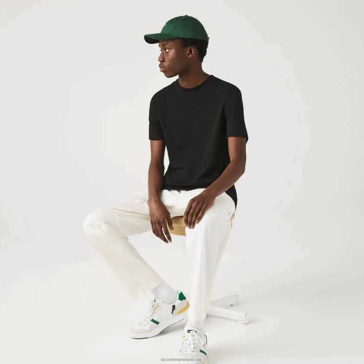 Lacoste T-shirt met ronde hals van piquémix van biologisch katoen 0828H640 zwart 031 Heren