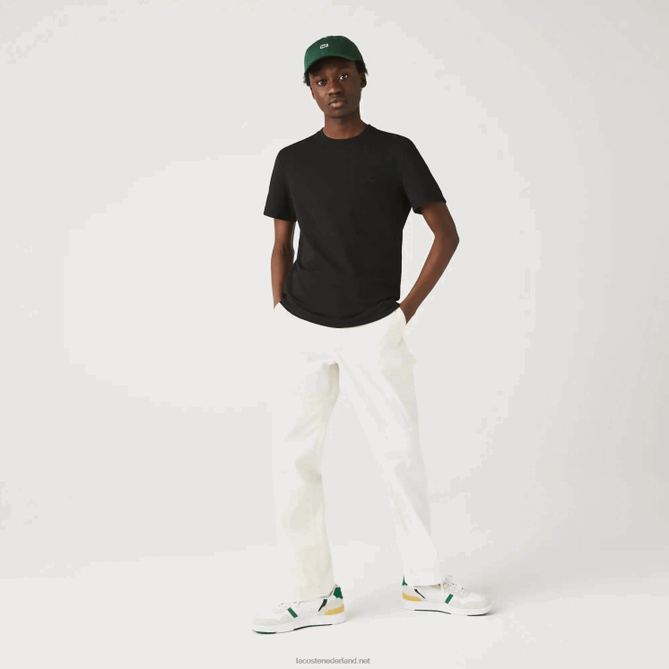 Lacoste T-shirt met ronde hals van piquémix van biologisch katoen 0828H640 zwart 031 Heren