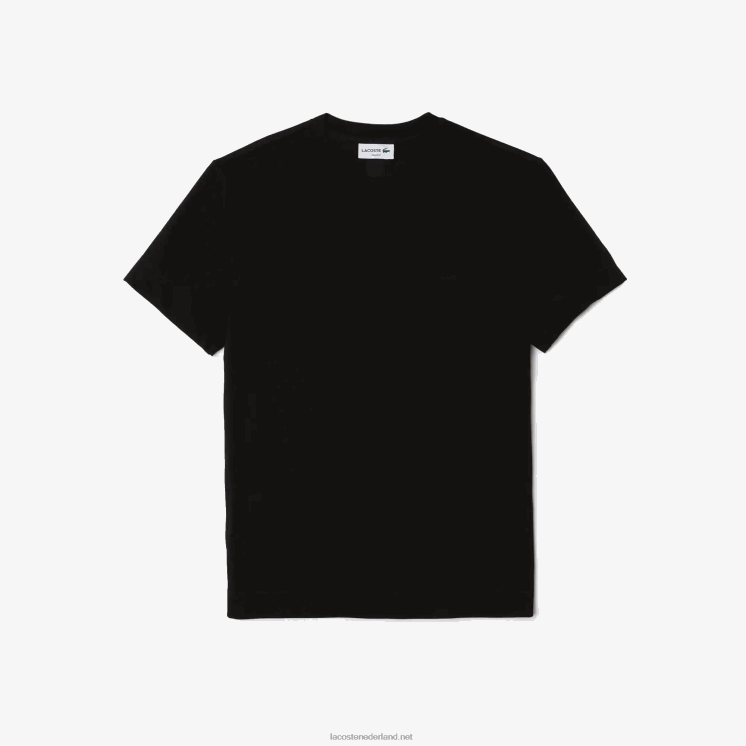 Lacoste T-shirt met ronde hals van piquémix van biologisch katoen 0828H640 zwart 031 Heren