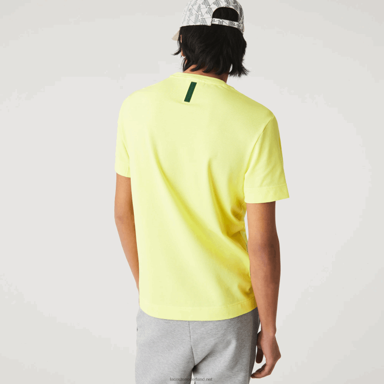 Lacoste T-shirt met ronde hals van piquémix van biologisch katoen 0828H641 flitsende gele tuk Heren