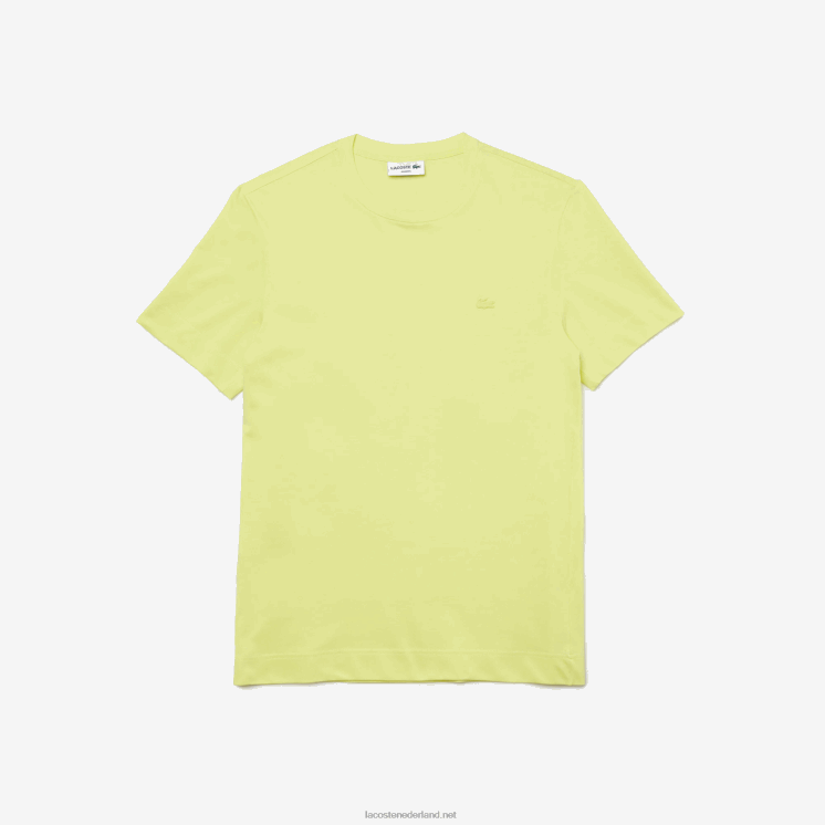 Lacoste T-shirt met ronde hals van piquémix van biologisch katoen 0828H641 flitsende gele tuk Heren