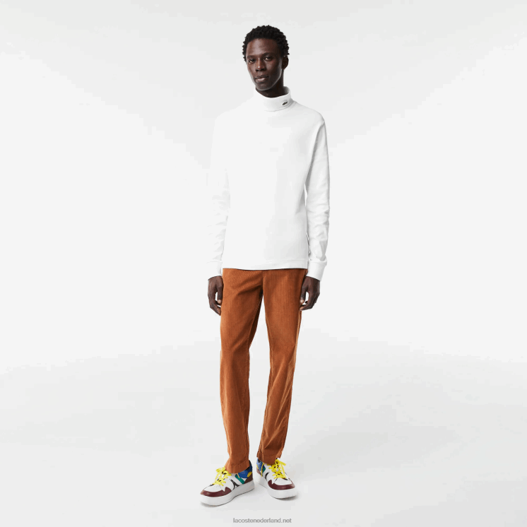 Lacoste T-shirt van biologisch katoen met col 0828H803 wit 001 Heren