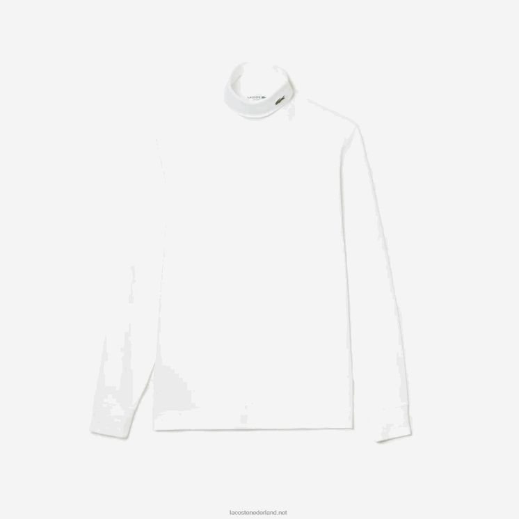 Lacoste T-shirt van biologisch katoen met col 0828H803 wit 001 Heren