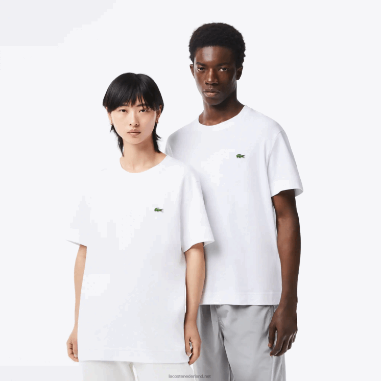 Lacoste T-shirt van biologisch katoen met ronde hals 0828H95 wit 001 Heren
