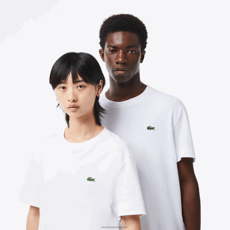 Lacoste T-shirt van biologisch katoen met ronde hals 0828H95 wit 001 Heren