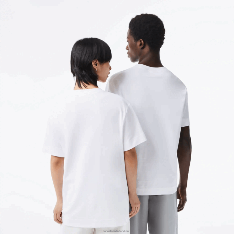 Lacoste T-shirt van biologisch katoen met ronde hals 0828H95 wit 001 Heren