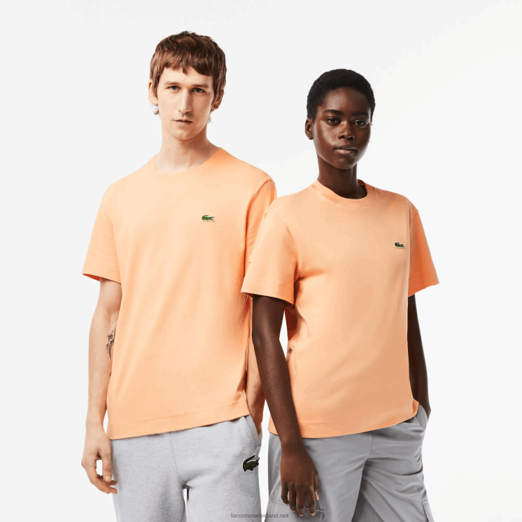 Lacoste T-shirt van biologisch katoen met ronde hals 0828H98 lichtoranje heb Heren