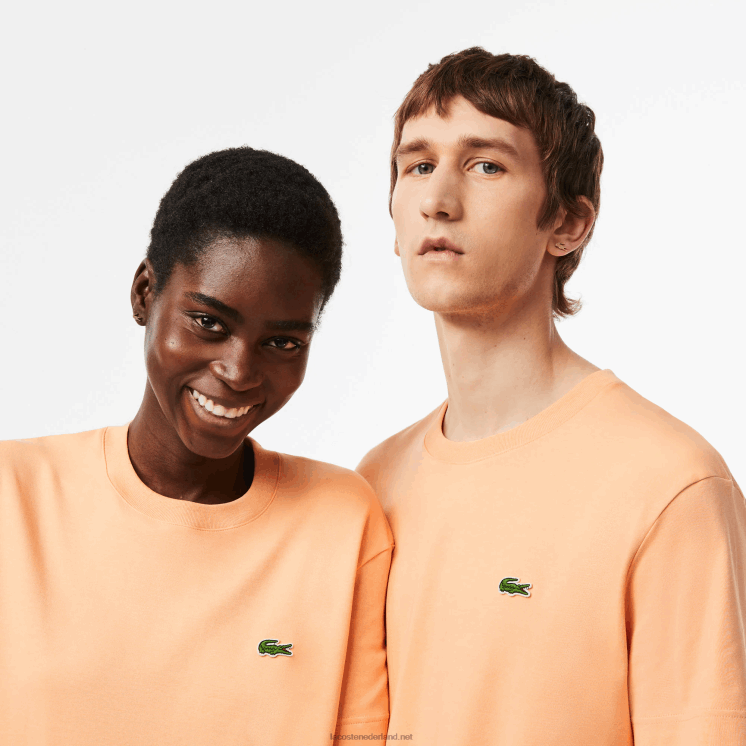 Lacoste T-shirt van biologisch katoen met ronde hals 0828H98 lichtoranje heb Heren